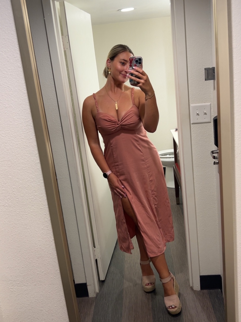 Abercrombie & Fitch Dusty Rose Midi Dress